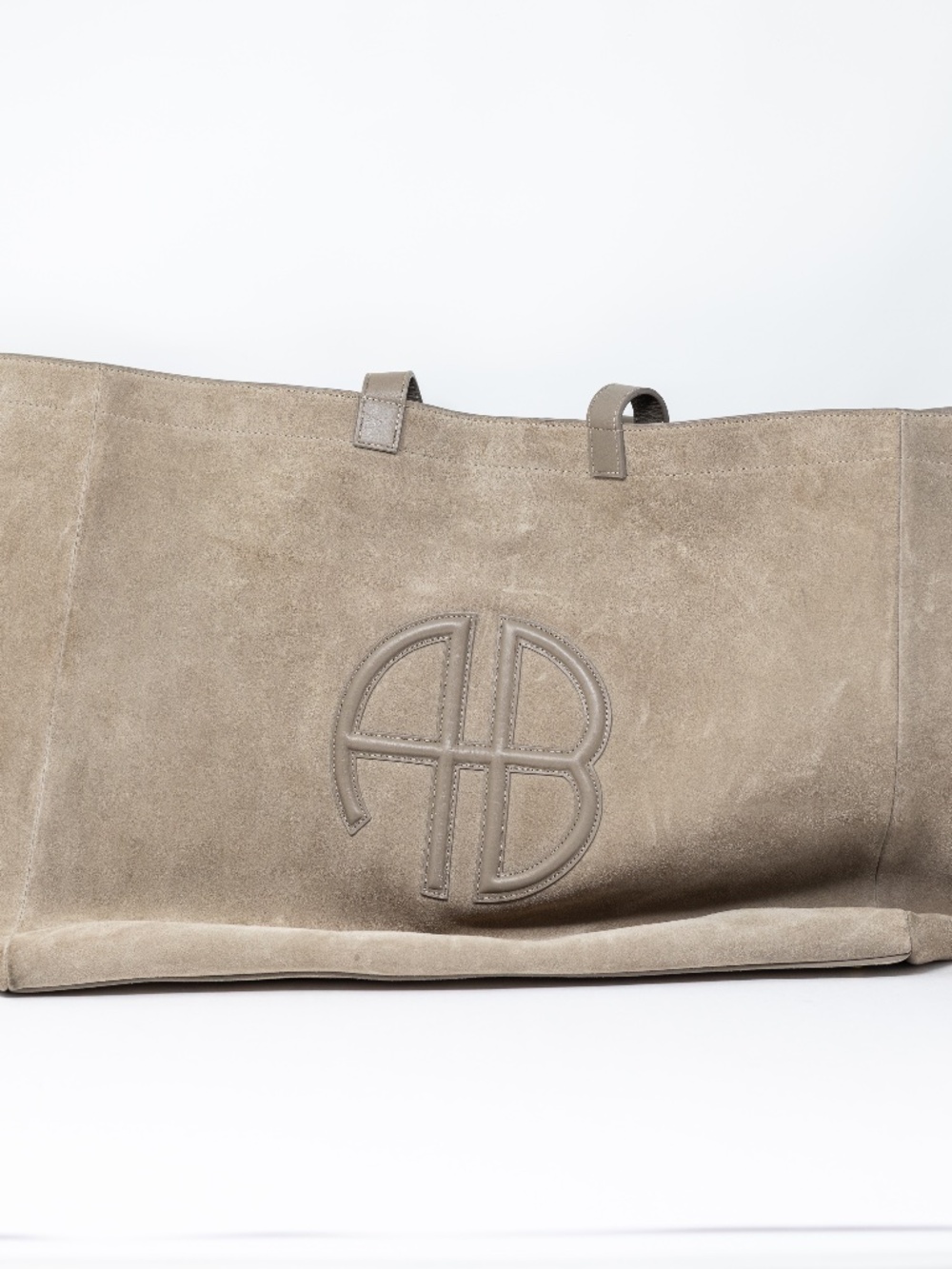 Anine Bing Rio Genuine Suede Leather Oversized XL Shoulder Tote Bag Purse Taupe